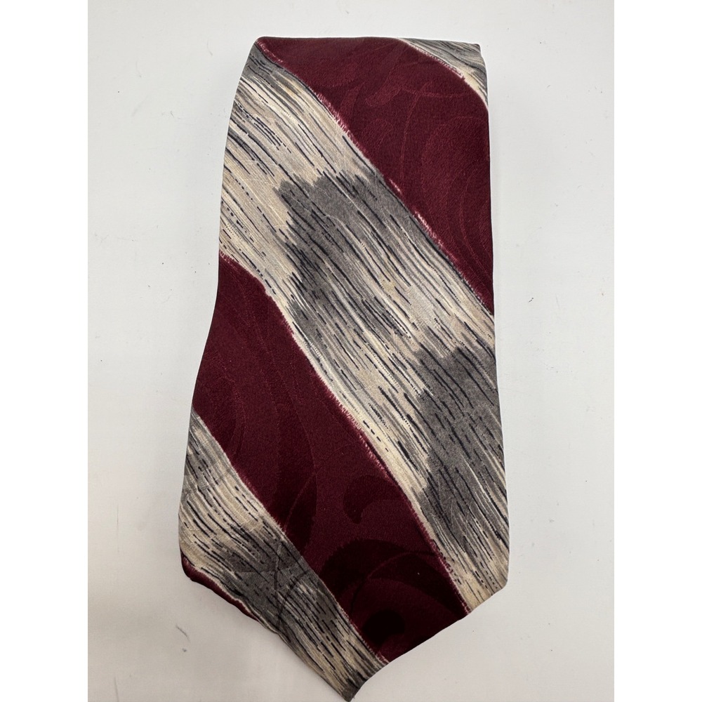 Don Loper Beverly Hills 100% Italian Silk Abstract Burgundy Gray Men's Tie - Picture 3 of 5